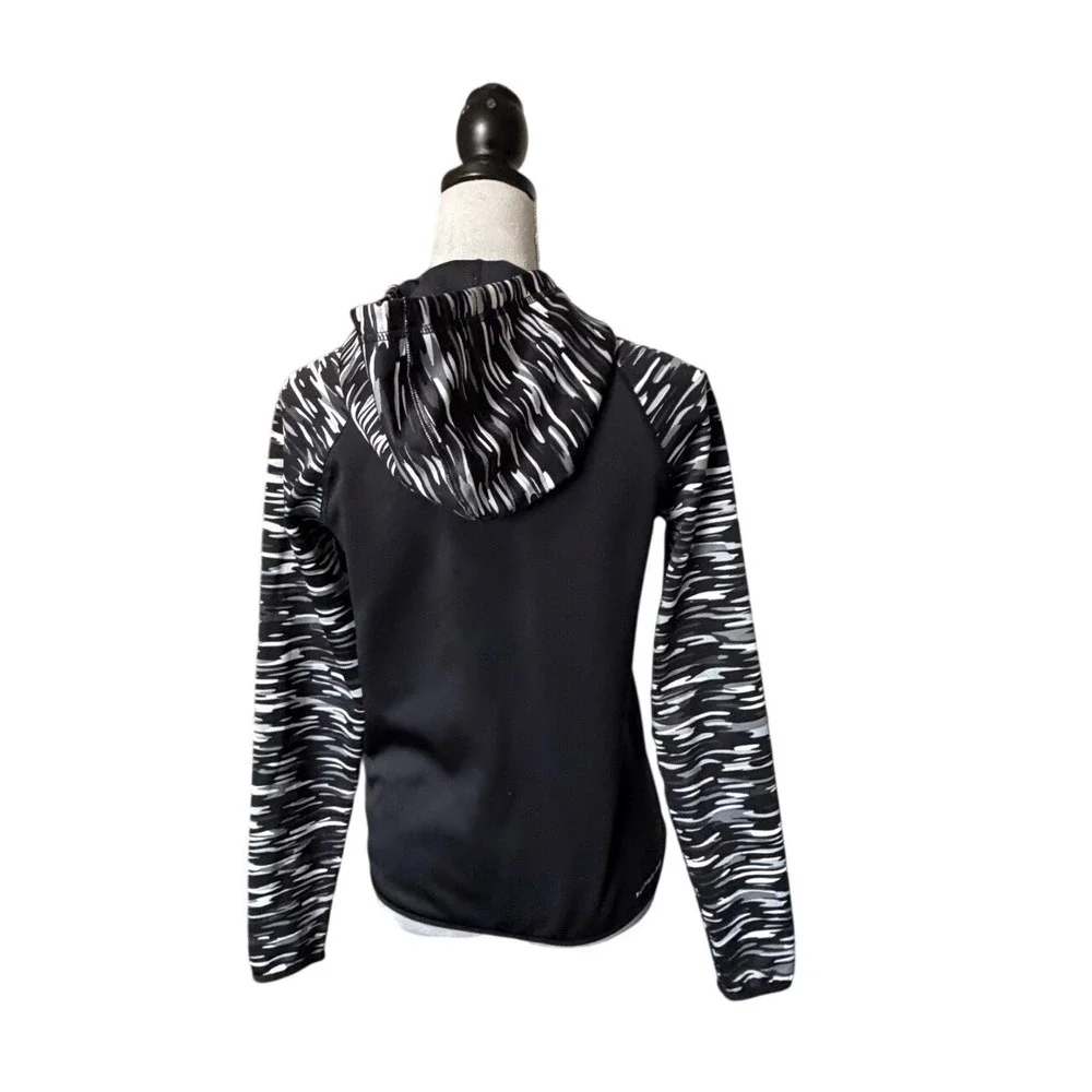 Nike Therma-FIT Womens Full Zip Hoodie Black Camo Sleeve Sweatshirt XS